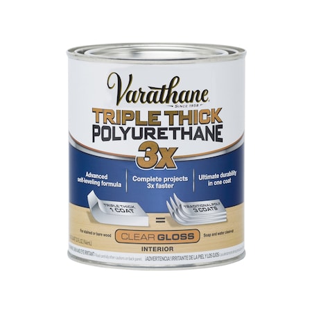 Varathane Varathane Gloss Clear Water-Based Triple Thick Polyurethane 1 qt 284470